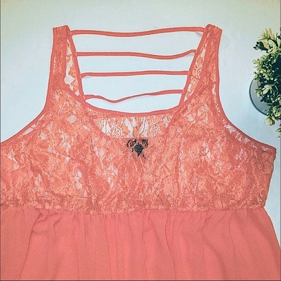 💥TORRID Coral  Sheer Strappy Tank Top! 🥰 - Picture 5 of 5